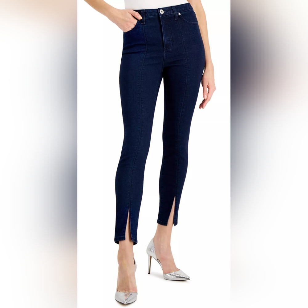 INC DENIM skinny high rise dark indigo jeans size 12/31 NWT